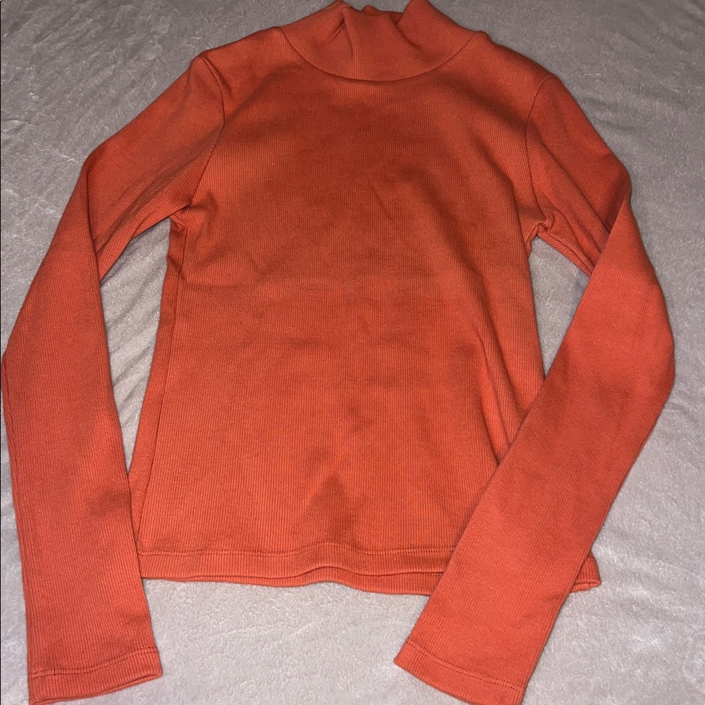 American Eagle AE Studio Orange Long Sleeve Turtleneck Top NWOT